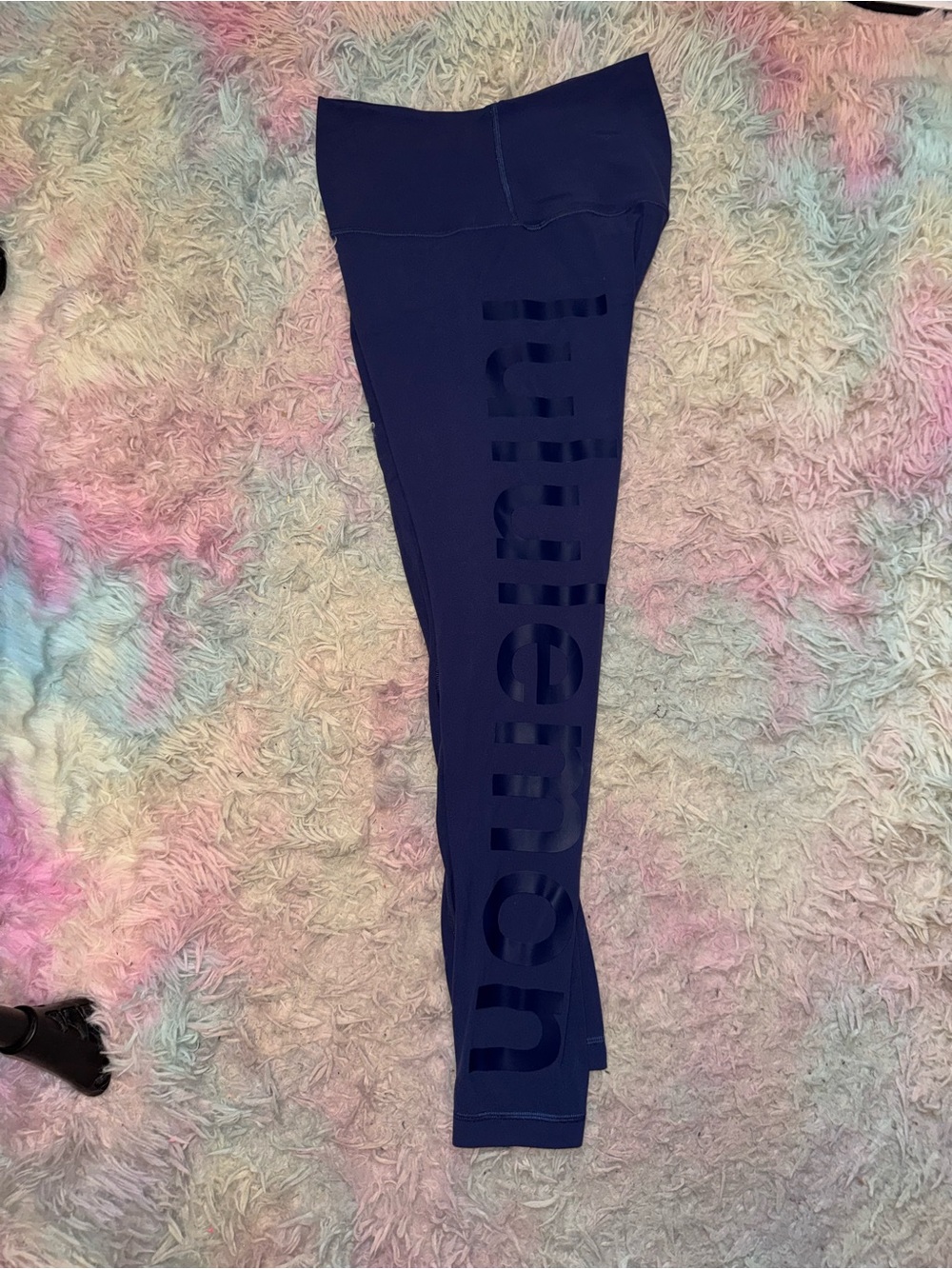 Lululemon Spell out Graphic Logo High Rise Align Leggings Size 6 Navy Blue
